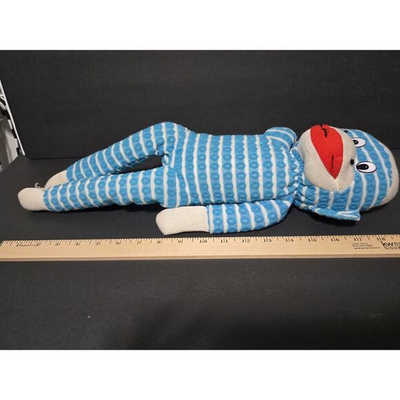 Sock Monkey Blue & Green Striped Plush Street Players 2009 Stuffed Animal 17.5” - Picture 11 of 12